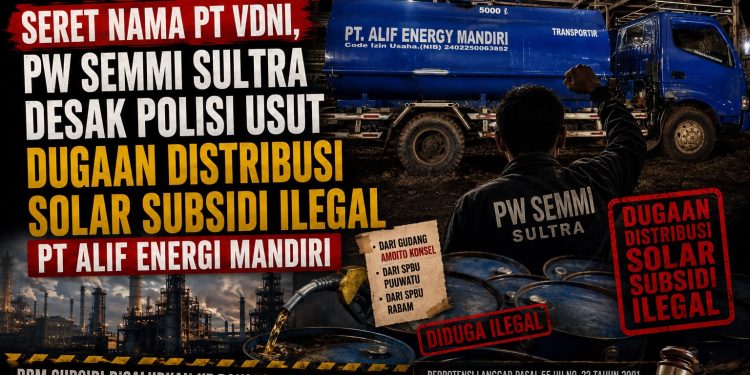 Seret Nama PT VDNI, PW SEMMI Sultra Desak Polisi Usut Dugaan Distribusi Solar Subsidi Ilegal PT Alif Energi Mandiri